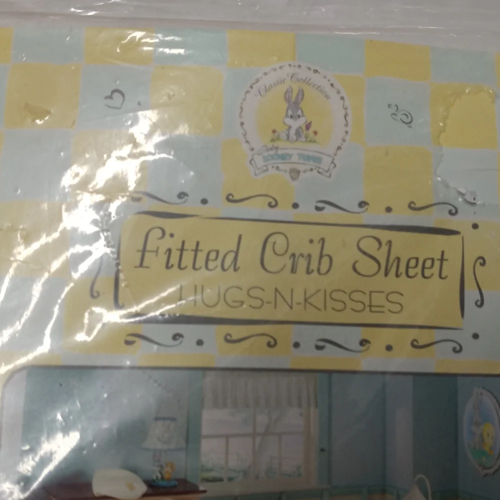 NIP Bugs&Tweety Crib Sheet Looney Tunes Baby Tweety Bird & Baby Bugs Bunny